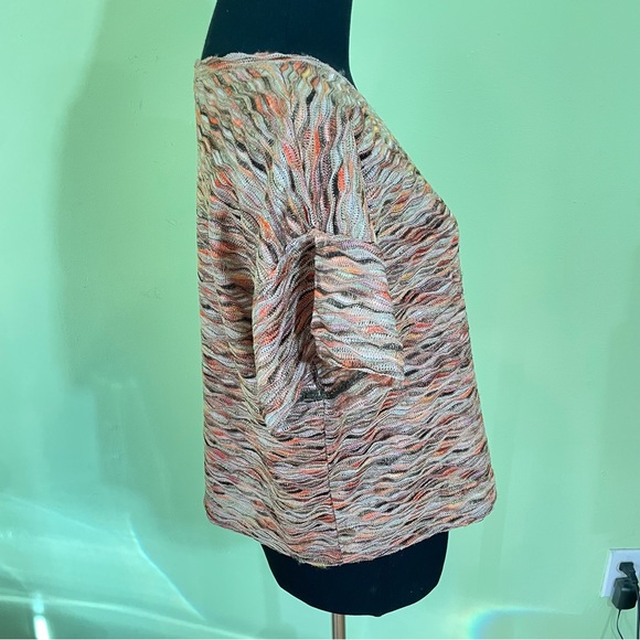 FREE PEOPLE MULTICOLORED TEXTURED SHORT SLEEVE TOP SHIRT SIZE SMALL - Picture 4 of 7